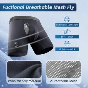 उच्च गुणवत्ता वाले आरामदायक प्लस आकार पुरुषों के बॉक्सर संक्षिप्त कस्टम लोगो मेष सांस लेने योग्य नरम उच्च लोच पुरुषों के सहज अंडरवियर - Product Image 2