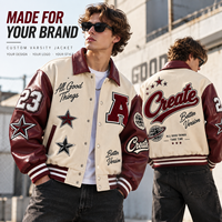 Blouson universitaire personnalisé pour homme avec logo brodé, patch appliqué, emblème lettre, col en cuir – Fabrication OEM sur mesure
