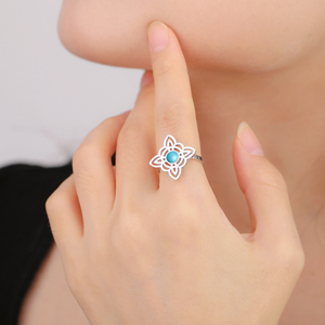 Nudo de bruja <span class=keywords><strong>con</strong></span> <span class=keywords><strong>anillos</strong></span> ajustables de piedra azul, Vintage amuleto de <span class=keywords><strong>brujería</strong></span>, joyería de acero inoxidable, <span class=keywords><strong>anillos</strong></span> de nudo celta, regalo - Product Image 5