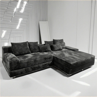 Canapé modulaire en forme de L, style minimaliste moderne - 3 places, éponge haute résilience et velours côtelé, pour hôtels et maisons