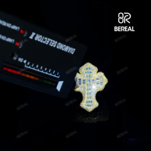 New Design 925 <b>Silver</b> Hip Hop <b>Ring</b> Charm Hot Selling Pass Diamond Test Baguette Cut Vvs Moissanite Fine Jewelry <b>Rings</b> for <b>Men</b> - Product Image 3