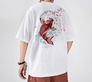Camiseta Personalizada Bordada para Hombre, Talla Grande, 100% Algodón, Cuello Redondo, Manga Corta, Tejido de Punto, Diseño en la Espalda, Estilo Urbano - Product Image 1