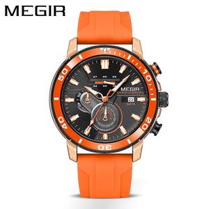 MEGIR 2224 Nouvelle Montre Sportive Tendance pour Homme, Bracelet en Silicone Orange, Montre-Bracelet Décontractée à Quartz pour Homme, Personnalisation du LOGO en Usine - Product Image 3
