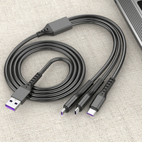 Câble de chargeur portable 3 en 1 personnalisé en nylon tressé USB 3.0 et téléphone 5A Charge rapide pour téléphone et ordinateur