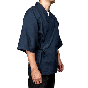 Vêtements de travail en gros pour hôtels et restaurants, hauts, vestes, kimonos, veste de chef japonaise à manches courtes, bleu foncé, pour cuisinier de sushi - Product Image 2
