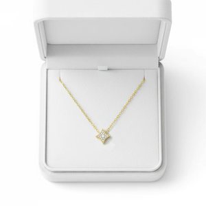 Vente en ligne Collier étoile quadrilatère en diamant, bijoux faits à la main, diamant naturel, or massif 18 carats, collier pendentif clavicule - Product Image 5