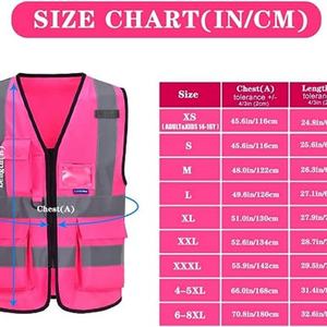 Chaleco de Seguridad Reflectante de Alta Visibilidad para Mujer, Ropa de Trabajo Transpirable de Malla con Bolsillos y Cremallera, Logotipo Personalizable - Product Image 5