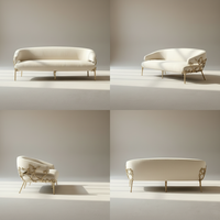 Luxuriöses Cremeweißes Sofa mit Vergoldeten Künstlerischen Beinen Modernes Luxus-Wohnzimmersofa Komfortables Dreisitzer-Sofa