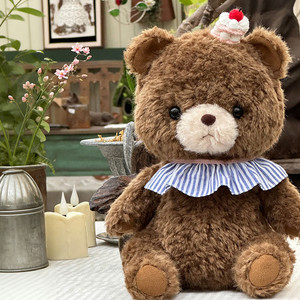 Peluche Ours en Peluche Kawaii avec Col à Volants, Chapeau Gâteau, Fourrure Bouclée, Animal en Peluche Esthétique Vintage, Cadeau, Vente en Gros, Usine Personnalisée - Product Image 1