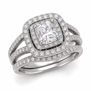 Set di Tre Anelli con Diamanti Simulati Quadrati per Donne, Gioielli con Micro Pavé per Matrimonio e Proposta - Product Image 1