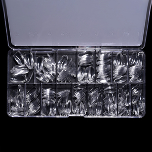 160/320 pièces de faux ongles transparents en ABS courbés en C, couvrants entièrement, sans couture, pour extension d'ongles en acrylique - Product Image 4