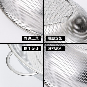 Stainless Steel Drain Basket Fine Mesh Set For Rice Vegetables Washing Colander Strainer Kitchen Use - Product Image 3