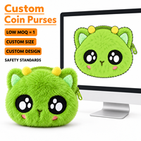 Porte-monnaie personnalisé sur mesure, mini pochette zippée en peluche avec motif extraterrestres de dessin animé pour pièces de monnaie, clés et écouteurs