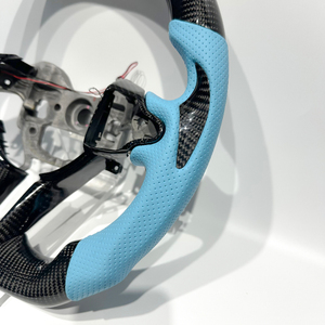 Volant en cuir bleu clair avec fibre de carbone, personnalisable pour <span class=keywords><strong>Hyundai</strong></span> Elantra, I20, <span class=keywords><strong>I30</strong></span>, Elantra N, Veloster N - Product Image 2