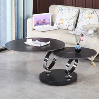 Nouvelle conception moderne : Ensemble de 2 tables basses en fer avec support rotatif à deux niveaux et plateau en fer, meubles décoratifs pour salon et hôtel