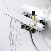Douche de salle de bain intelligente, robinet de douche argenté chromé chaud et froid, douche de pluie, panneau de douche pour baignoire
