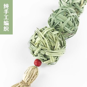 ที่แขวนสำหรับสัตว์เลี้ยงแบบลูกบอลฟางสานมือบรรเทาความเบื่อของกระต่ายชินชิล่าฟันบดเชือกอุปกรณ์ของเล่น - Product Image 3