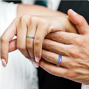 Tungsten Carbide <b>Ring</b> 6mm Rainbow Color <b>Plain</b> Band Unisex Engagement Jewelry - Product Image 2