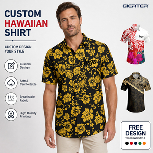 Camisa Hawaiana Personalizada para Hombre, Camisa Aloha Amarilla con Estampado Tribal Polinesio, Samoa, Tonga, Islas Cocos, Tahití, Fiyi, Camisa de Playa de las Islas del Pacífico - Product Image 1