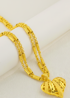 Collier unisexe en laiton plaqué or 24 carats de Dubaï, pendentif cœur pêche, style luxe, chaîne à maillons
