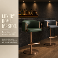 Tabouret de bar de luxe en acier inoxydable et cuir Nappa, rembourré, pour cuisine et maison, chaise haute dorée