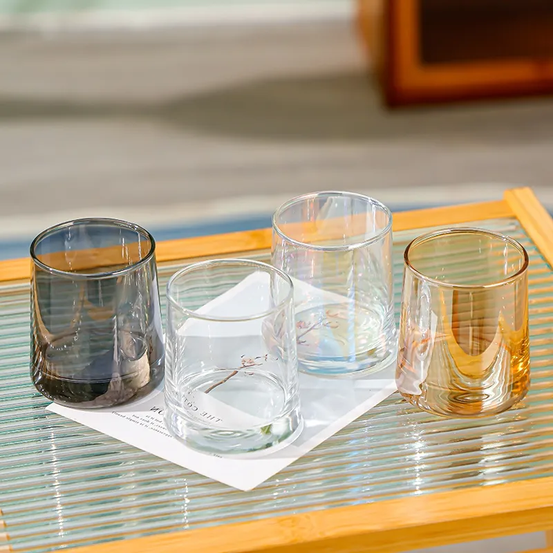 Taza de vidrio barata, tazas de agua de 250ml, vasos de cerveza de colores, tazas de jugos exquisitos