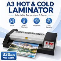 Plastifieuse à chaud et à froid A3 330 mm à 4 rouleaux, température et vitesse réglables, pour bureau et photos