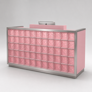 Comptoir de réception rose en acier inoxydable, design moderne, pour salon de beauté et mobilier commercial - Product Image 1