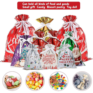 Grand ensemble de sacs cadeaux de Noël avec cordon de serrage pour bonbons et biscuits, décoration de Noël pour la maison, Nouvel An - Product Image 4