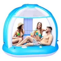 Aqua Water Park – Structure en dôme pour 3 personnes, île flottante gonflable avec canopée, lac, radeau gonflable, flotteur de piscine gonflable