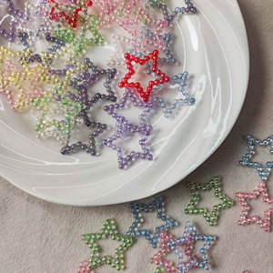 Perles acryliques colorées double face en forme d'étoile creuse avec trous droits, vente directe d'usine, transparentes et irisées - Product Image 3