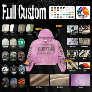 Custom Men's <strong>Hoodie</strong> Cotton Streetwear Oversized Design Graphic Dirty Wash Zip up Hoodies DTG Boxy Rhinestone Hoodies for Man - Product Image 5