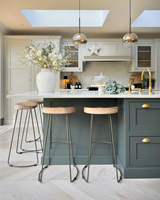 Juego Completo de Gabinetes de Cocina Verdes, Muebles de Cocina de Diseño Moderno, Gabinetes de Cocina Modulares de Madera Estilo Shaker