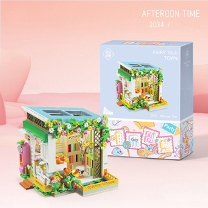 Belle maison de fleurs, blocs de construction de ville de conte de fées, jouet éducatif à monter soi-même, briques à assembler pour enfants - Product Image 4