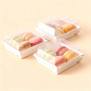 Mini boîte à sushi personnalisée échantillon gratuit laminée mate gaufrée protégée contre les UV éponge à couvercle transparent en papier alimentaire kraft pour pique-nique - Product Image 1