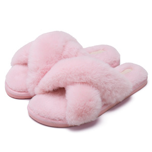 Zapatillas vegana de piel sintética para mujer, pantuflas de Casa mullidas con punta abierta, para invierno - Product Image 4