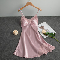 Vente en gros de deux pièces ensemble de vêtements de nuit pour femmes en satin de soie glacée costumes de nuit pour femmes en satin de soie nuisette de lune de miel sexy