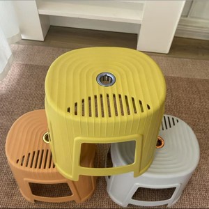 <b>Plastic</b> <b>Stool</b> Hollow Design Stackable Home Living Room Chair Modern Minimalist Style Non Slip Seat - Product Image 3