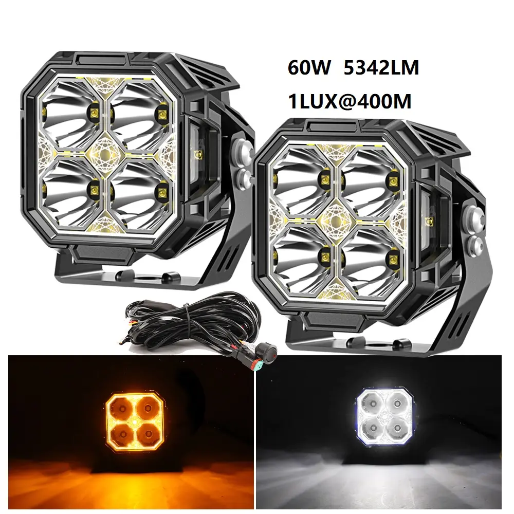 2024 Newest Pod De Luz Led Offroad Cube Aux Led Pod Light 4X4 12v 24v 3 Inch Mini Driving Light with Wire Harness