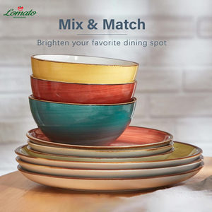 ชุดอาหารเซรามิกหลากสีขายส่ง, จานและชามสโตนแวร์, ชุดภาชนะพอร์ซเลนทนทานสำหรับร้านอาหาร ขายออนไลน์ - Product Image 2