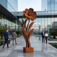 Décoration d'art en acier Corten pour jardin et parc, grande sculpture de tournesol personnalisée en acier Corten, statue de fleur en acier patinable pour extérieur