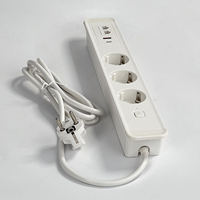 Multiprise de bureau avec prise EU intégrée, 3 prises AC, 1 USB, 1 Type-C, interrupteur de contrôle principal, câble d'extension de 2 m