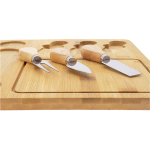 ZB Custom Round Bamboo Cheese Serving and Cutting Board Set Wood Plate Board for Kitchen for Chopping Food Serving - Product Image 3