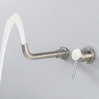 Robinet de lavabo encastré en acier inoxydable, robinet d'évier de lavabo mural bon marché