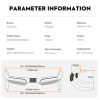 TOSEEK 8K UD Carbonfaser-Rennradlenker 31,8mm Interne Kabelführung Aero-Rennradlenker Ergonomisch 256g