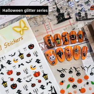 Nuovi Adesivi per Unghie di Halloween con Ragnatele Scintillanti, Fantasmi, Pipistrelli e Zucche, Decorazioni per Unghie - Product Image 2