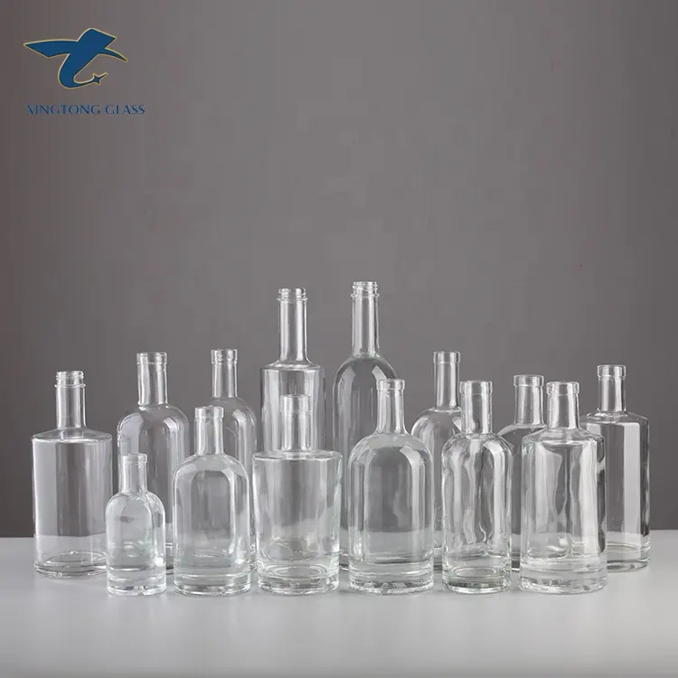 Capacidad personalizable Super Flint botella de vidrio tequila ron vodka whisky botella de vidrio 375ml 500ml 650ml 700ml 750ml