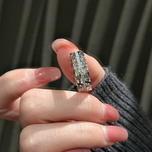 S925 Pure <b>Silver</b> Sparkling CNC <b>Ring</b> Elegant Vintage French Fashion Adjustable Inlay Trendy Jewelry Niche Design - Product Image 4