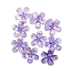 Acrylic Five Petal Flower Beads 30mm AB Color Transparent For Jewelry Making DIY Craft Bulk Loose Beads - Product Image 5