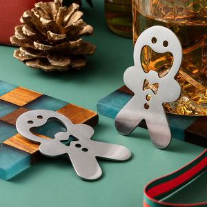 Ouvre-bouteille en acier inoxydable en forme de bonhomme de pain d'épices de Noël, mignon, pour fêtes de fin d'année, souvenir pour invités - Product Image 1
